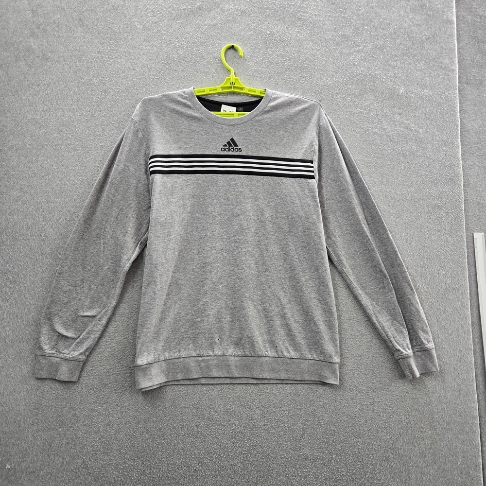 Adidas Men Sweatshirt XL Gray Activewear Long Sleeve Pullover READ